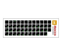 Mocco Keyboard Sticks ENG / RU With Laminated Waterproof Level White / Green (MC-KS-RUENG-GE)