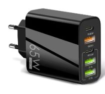 Wooco Wocco PKG012 5 port Gan Charger 65W / PD / QC3.0 / Type-C / USB (WC-PKG012-BK)