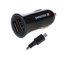 SWISSTEN Swissten Car charger 12V - 24V / 1A + 2.1A and Micro USB Cable 1.5m (SW-CCH-2.4AX2-B)