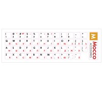 Mocco Keyboard Sticks ENG / RU With Laminated Waterproof Level Black / Red (White Background) (MC-KS-RUENG-RWF)