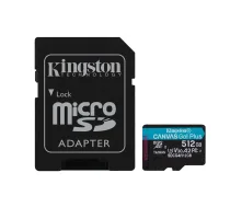 Kingston Technology 512GB microSDXC Canvas Go Plus Gen4 200MB/s A2 U3 V30 Karte + Adapteris