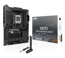 Mātesplate ASUS X870 MAX GAMING WIFI7 ATX — AMD X870, Socket AM5, DDR5, 4 DIMM, 256 GB, Wi‑Fi 7, Bluetooth 5.4, 3 M.2, 2x USB4 Gen3x2