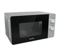 Solo mikroviļņu krāsns Gorenje MO20E1S — 20 L, 800 W, rotācijas vadība, 270 mm pagrieziena galds, nerūsējošais tērauds/melns