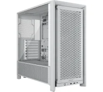PC korpuss CORSAIR FRAME 4000D RS Midi Tower Balts — ATX, rūdīts stikls, 3x120mm priekšējie ventilatori, atbalsta 360/240/140mm radiatorus