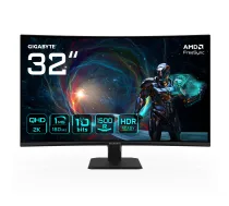 GIGABYTE GS32QCA 31.5 collu QHD izliekts spēļu monitors - 2560 x 1440, 180Hz, 1ms, 250 cd/m², FreeSync, HDR Ready, HDMI 2.0, Displayport 1.4