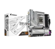 Mātesplate GIGABYTE B650M AORUS ELITE AX ICE — AMD Ryzen 9000 sērijai, 12+2+2 fāžu VRM, līdz 8000MHz DDR5 (OC), 1xPCIe 5.0 + 1xPCIe 4.0 M.2, 2.5GbE LAN, WIFI 6E, USB 3.2 Gen 2x2