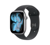 APPLE Watch Series 11 GPS 46mm Kosmosa Pelēks Alumīnija Korpuss ar Melnu Sporta Siksniņu S/M