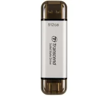 Transcend ESD310c 512GB pārnēsājams SSD, USB Type-A / USB Type-C, sudrabs