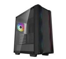 PC korpuss DeepCool CC560 ARGB V2 Midi Tower Melns — ATX/Micro-ATX/Mini-ITX, rūdīts stikls, aRGB, atbalsta līdz 370 mm GPU
