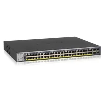 NETGEAR GS752TP-300EUS tīkla slēdzis, pārvaldīts L2/L3/L4, Gigabit Ethernet (10/100/1000), Power over Ethernet (PoE), 1U, melns