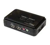 StarTech.com 2 portu melns USB KVM slēdzis komplektā ar audio un kabeļiem