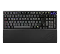 Mehāniskā spēļu tastatūra ASUS ROG Azoth 96 HE — 96% QWERTZ, USB + RF bezvadu + Bluetooth, magnētiski-mehāniskie slēdži, RGB, melna