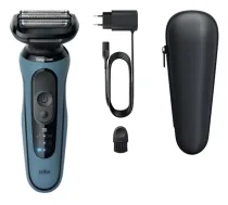 Folijveida skuveklis BRAUN Series 5 52-A1000S, zils, Li-Ion uzlādējams, iebūvēts akumulators, pogu vadība, 166×64×51 mm