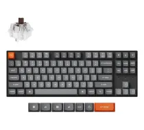 Mehāniskā tastatūra Keychron K8 Max QMK — 80% (87 taustiņi), USB + RF bezvadu + Bluetooth, RGB, Melna/Pelēka