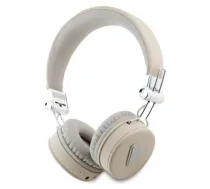 Guess Grained Classic Round Shape Wireless Bluetooth Over-Ear Headphones with ENC, Beige