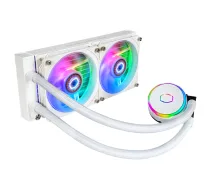 Cooler Master MasterLiquid PL240 FLUX White CPU Liquid Cooler, 240mm Radiator, 2x 120mm Fans, ARGB, LGA1700/AM5