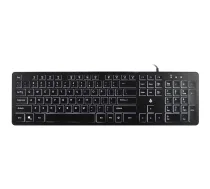 Accura Artesia ACC-K1408 pilna izmēra vadu membrānas tastatūra ar daudzkrāsainu LED fona apgaismojumu, melna