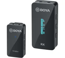 BOYA BY-XM6-S1 Mini 2,4 GHz bezvadu mikrofonu sistēma ar lavalier mikrofonu, OLED uztvērēju, 100 m darbības rādiusu