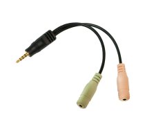 LogiLink - Audio-Adapter - Mini-Phone 3,5 mm, 4-polig (M) - Mini-Phone Stereo 3,5 mm (W) - 15cm - Schwarz (CA0021)