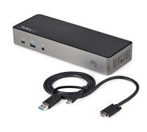 StarTech.com USB-C & USB-A Dock - Hybrid Universal Triple Monitor Laptop Docking Station DisplayPort & HDMI 4K 60Hz - 85W Power Delivery, 6x USB Hub, GbE, Audio - USB 3.1 Gen 2 10Gbps - Dockingstation - USB-C - 3 x HDMI, 3 x DP - GigE - 85 Watt