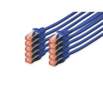 DIGITUS Professional - Patch-Kabel - RJ-45 (M) bis RJ-45 (M) - 1,0m - SFTP, PiMF - CAT 6 - IEEE 802,3 - geschirmt, halogenfrei, ohne Haken, verseilt - Blau (Packung mit 10) (DK-1644-010-B-10)