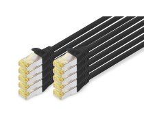 DIGITUS - Patch-Kabel - RJ-45 (M) bis RJ-45 (M) - 50 cm - S/FTP - CAT 6a - halogenfrei, geformt, ohne Haken - Schwarz (Packung mit 10)