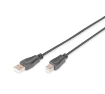 Digitus USB cable USB 2.0 USB-A plug, USB-B plug 1.80 m black round, double shielded AK-300105-018-S