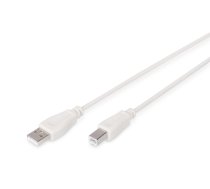 Digitus USB cable USB 2.0 USB-A plug, USB-B plug 1.80 m beige round, double shielded AK-300105-018-E