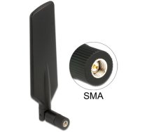 Delock LTE Antenne Dualband WLAN ac/a/b/g/n SMA Stecker 1 - 4 dBi omnidirektional drehbar mit Kippgelenk schwarz (12408)