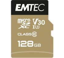 EMTEC Speedin PRO - Flash-Speicherkarte (microSDHC/SD-Adapter inbegriffen) - 128GB - Video Class V30 / UHS-I U3 / Class10 - microSDXC UHS-I (ECMSDM128GXC10SP)