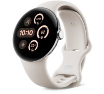 Google Pixel Watch 3 LTE Sport Wristband 41mm, Silver/Porcelain