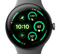 Google Pixel Watch 3 - 45 mm - Aluminium mattschwarz - intelligente Uhr mit Active Armband - Flouroelastomer - Hazel - Bandgröße: L - 32GB - Bluetooth, Wi-Fi 6, NFC, UWB - 37 g (GA05786-DE)