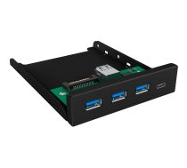 ICY-BOX 3.5 inch front panel 4-Port USB 3.0, 3x Type-A, 1x Type-C black Requires additional 20-pin U