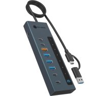 ICY BOX 9-in-1 HUB, 7x HUB Port (3C+ 4A) mit 1x USB-C für Laden (PD 20W mit display) & 1x PD 100W (upstream to Host) USB 3.2 Gen2, 10 Gbit/s (IB-HUB1743-CPD)
