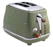 DELONGHI Icona Vintage Toaster CTOV 2103.GR 900W, Stainless steel, Crumb tray, Defrost, Green