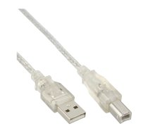 InLine® USB 2.0 Cable Type A male / B male, transparent, 1m