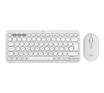 Logitech Pebble 2 Combo - Tastatur-und-Maus-Set - kabellos - Bluetooth LE - QWERTY - US International - Tonal White (920-012240)