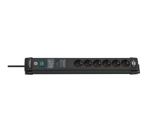 Brennenstuhl Premium-Line 6-fach ÜSS 60.000 A, 5m Steckdosenleiste 6-fach mit Überspannungsschutz bis zu 60.000 A, Entstörfilter EMI/RFI, mit Schalter, 5 m Kabel (1951160402)