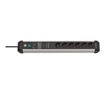 Premium-Protect-Line Steckdosenleiste 6-fach (schwarz/aluminium, 5 Meter, 60.000A Überspannungsschutz)