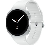 Samsung Galaxy Watch8 - 44 mm - silber - intelligente Uhr mit Sportband - Gummi - weiß - Bandgröße: M/L - Anzeige 3.7 cm (1.47) (SM-L330NZSADBT)
