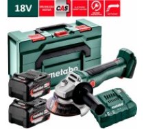 Metabo W 18 L BL 9-125 (2x4,0Ah) METABOX 165 leņķa slīpmašīna 602374510