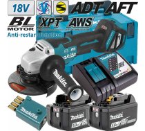 Makita DGA518RTJU (2x5,0Ah) leņķa slīpmašīna + AWS modulis