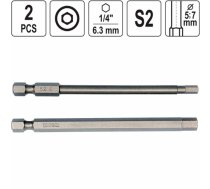 YATO YT-0495 uzgaļu komplekts 1/4" HEX 4x100mm + HEX 6x100mm (2gb)