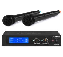 WM522 VHF 2 kanālu mikrofonu komplekts ar 2 rokas ierīcēm