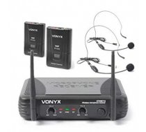 Vonyx STWM712H 2 kanālu VHF bezvadu austiņu mikrofonu sistēma