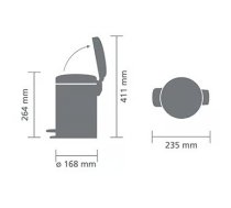 BRABANTIA atkritumu tvertne ar pedāli NewIcon, 3 l, Brilliant Steel