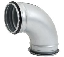 Līkums metāla, presēts d100mm 90° ar gumijām BFS90-100