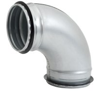 Līkums metāla, presēts d125mm 90° ar gumijām BFS90-125