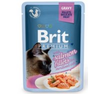 Mitrā kaķu barība Brit Premium Salmon Fillets In Gravy, zivs/lasis, 0.085 kg