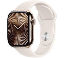 Viedais pulkstenis Apple Watch Series 10 GPS + Cellular 42mm Starlight Sport Band M/L, gold titanium